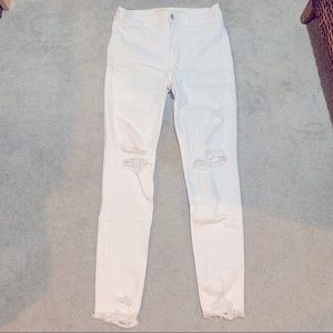 American Eagle White High Rise Ripped Jeans